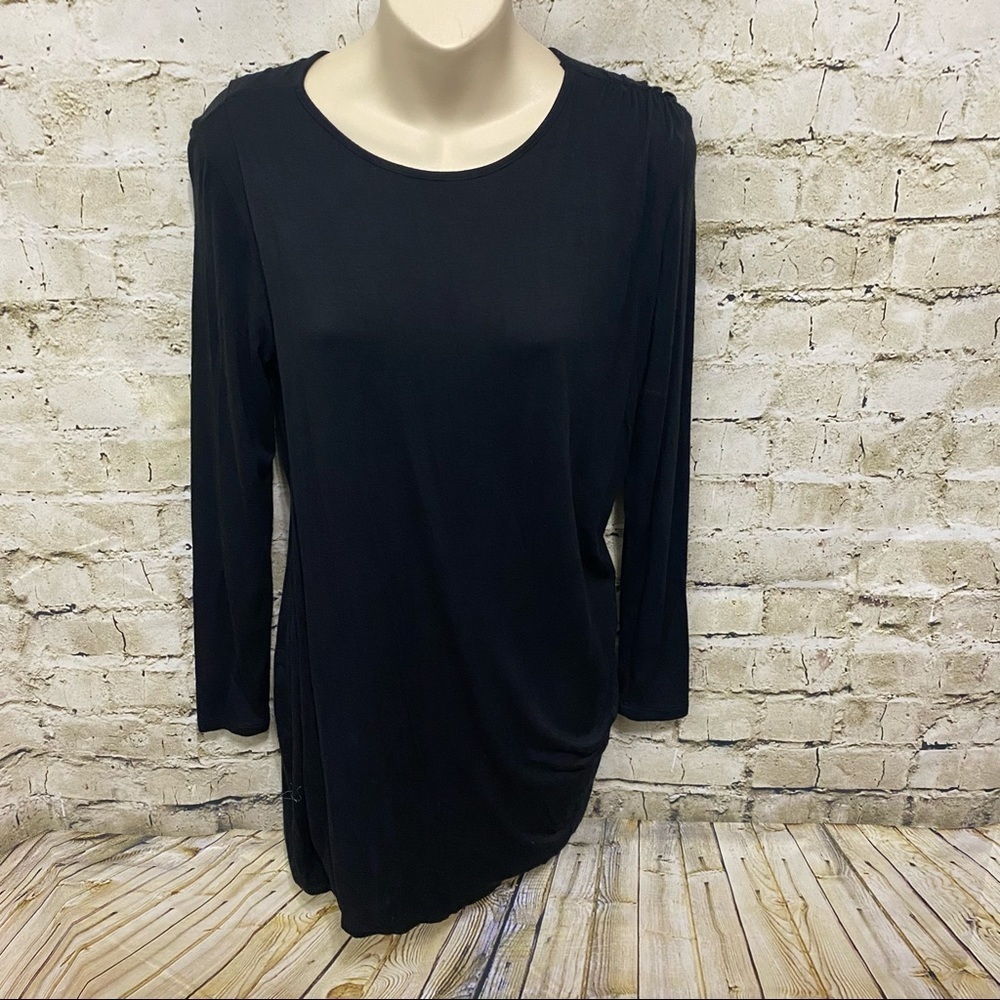 Bar III Black Long Sleeve Layered Ruched Bodycon Dress